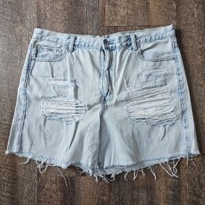 American Eagle Outfitters Light Blue Distressed Denim Shorts Size 16